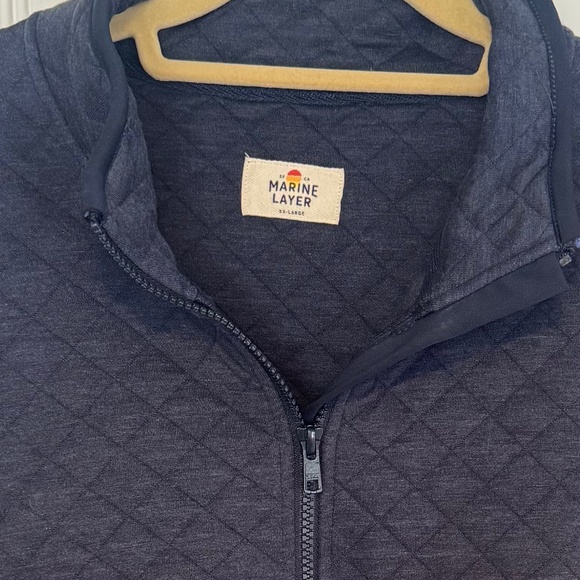 Men's Marine Layer Navy Corbet Quarter Zip Pullover - Picture 3 of 3